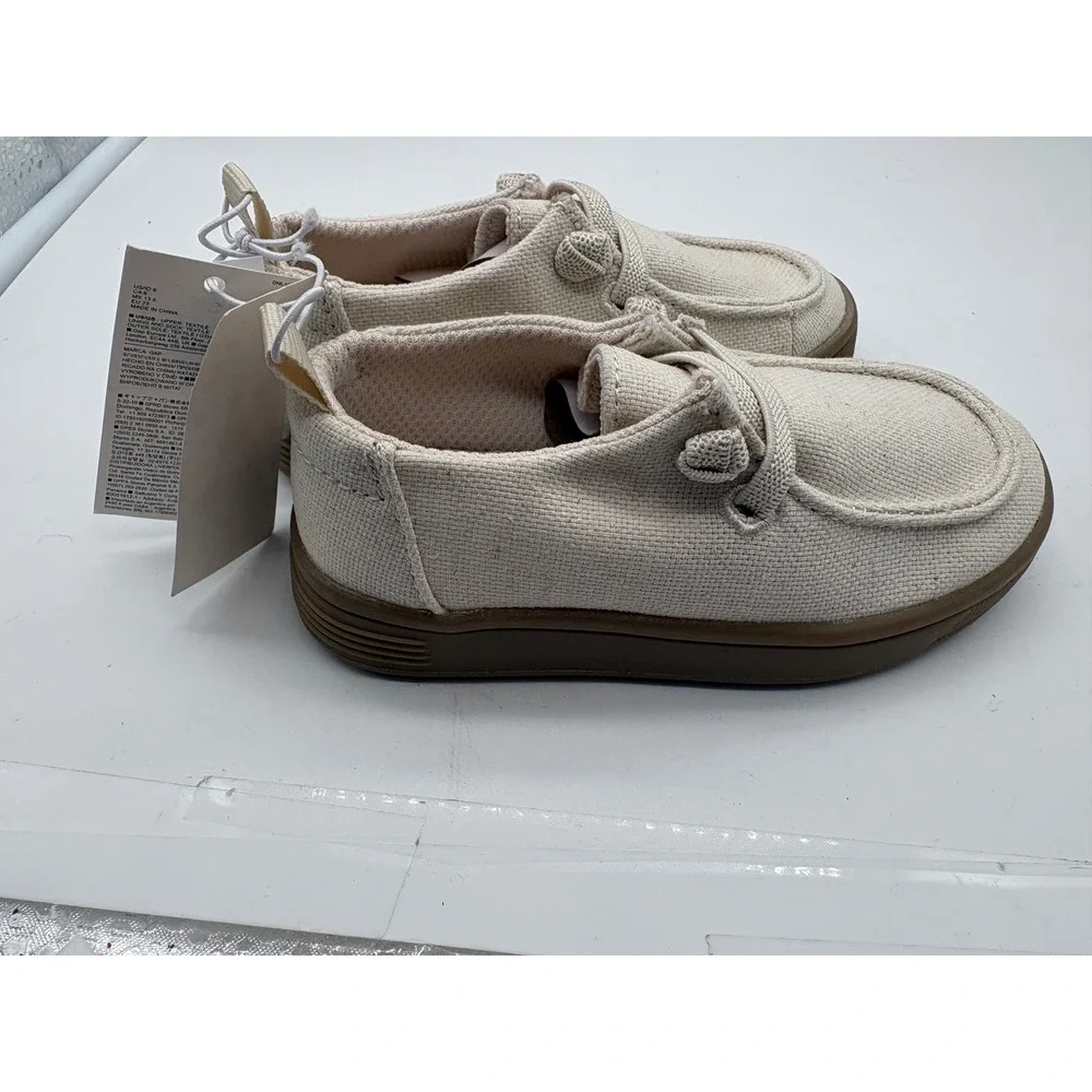 NWT Baby Gap Toddler Boy Moc Sneakers Shoes Tan Canvas Slip On Size 6